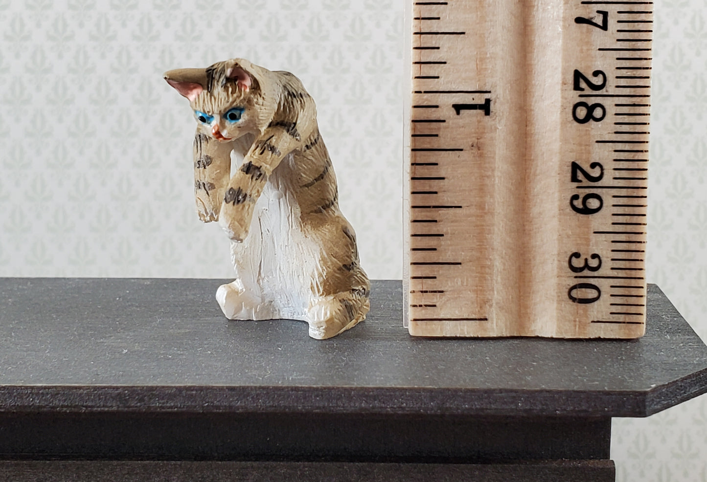 Dollhouse Kitty Cat Striped Tabby Mischievous Climbing 1:12 Scale Miniature Pet