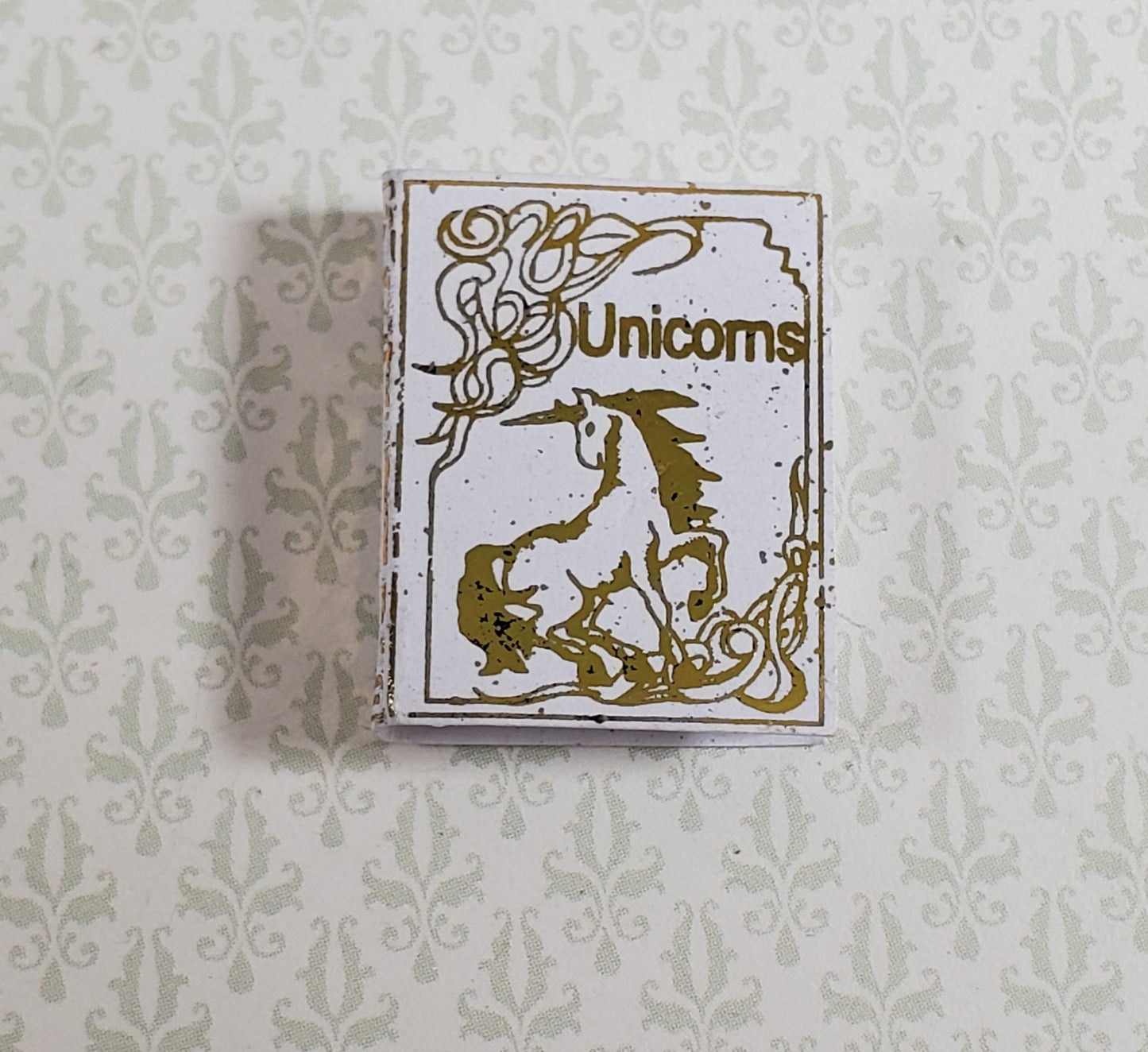 Dollhouse Book Unicorns Gold Gilt Accents 1:12 Scale Miniature (blank inside)