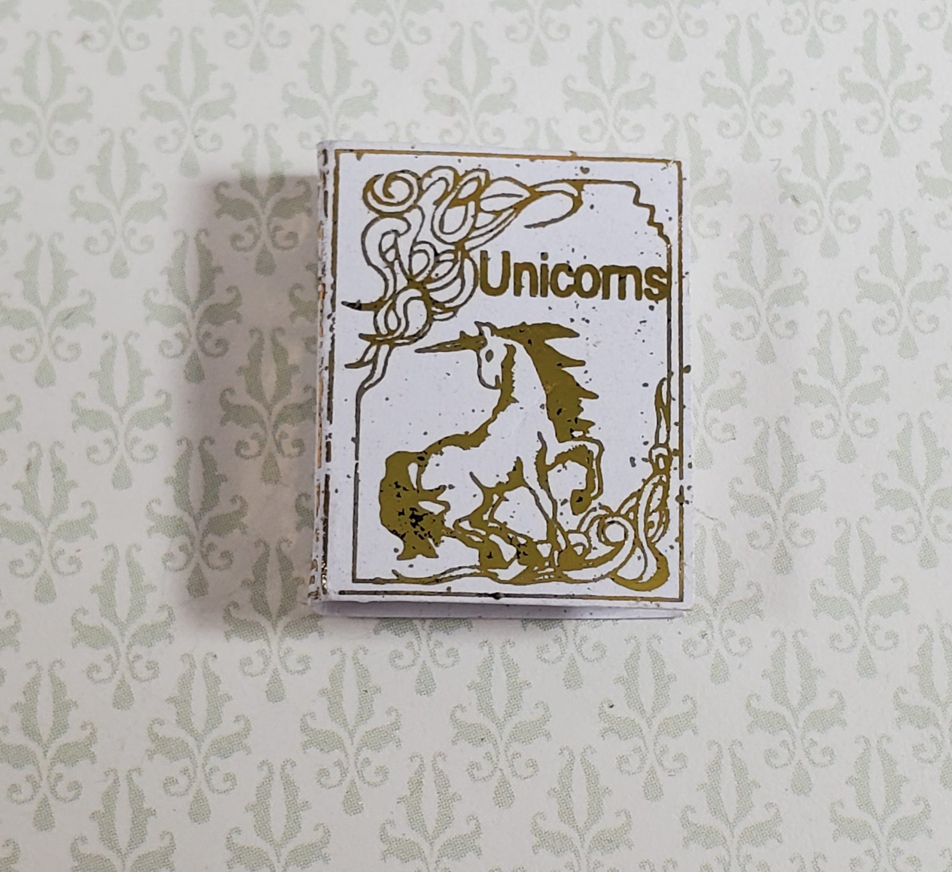 Dollhouse Book Unicorns Gold Gilt Accents 1:12 Scale Miniature (blank inside)