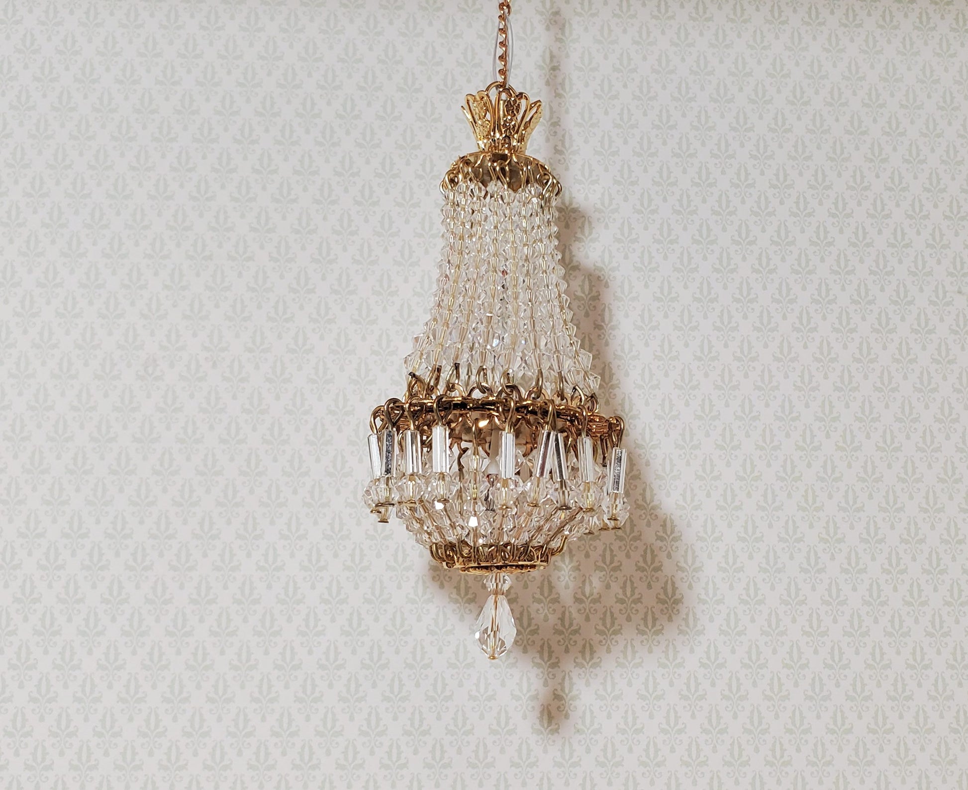 Dollhouse Crystal Chandelier "Chloe Petite" Real Glass 12 Volt 1:12 Scale