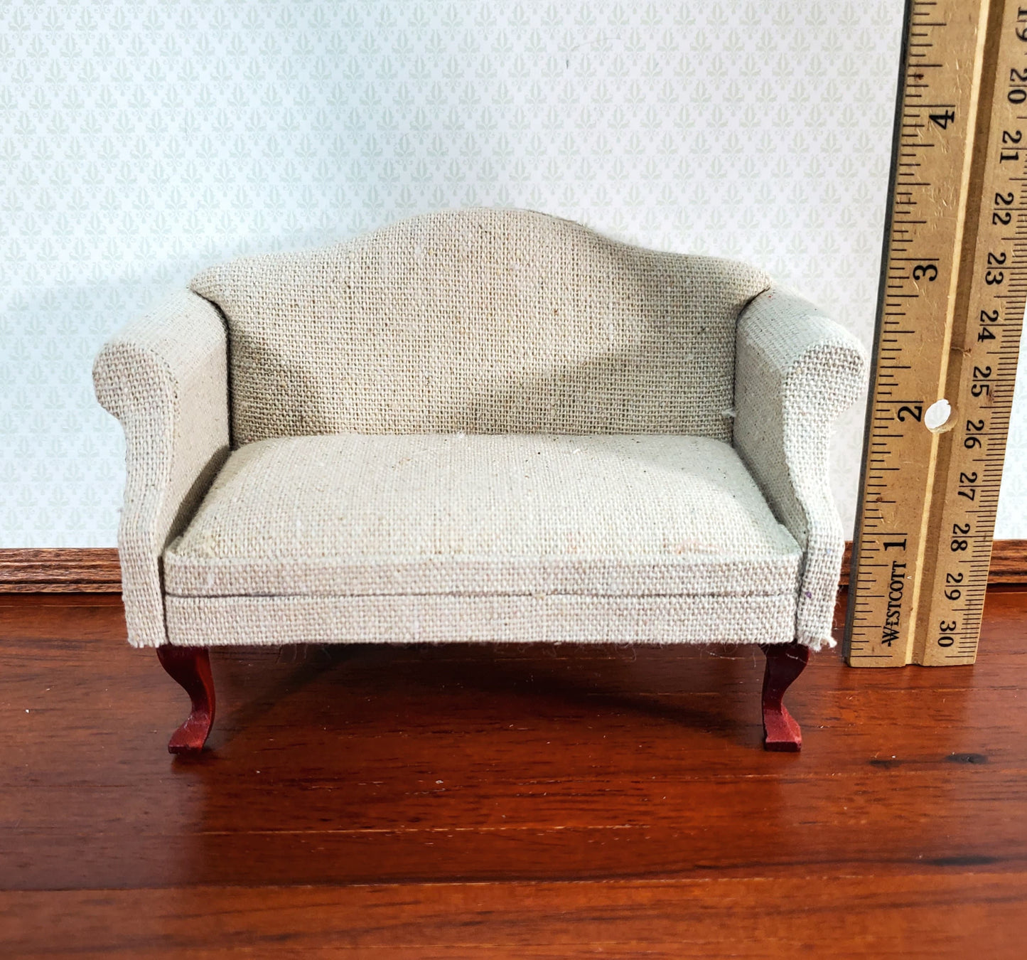 Dollhouse Sofa Couch Muslin Style Natural Fabric 1:12 Scale Miniature Furniture