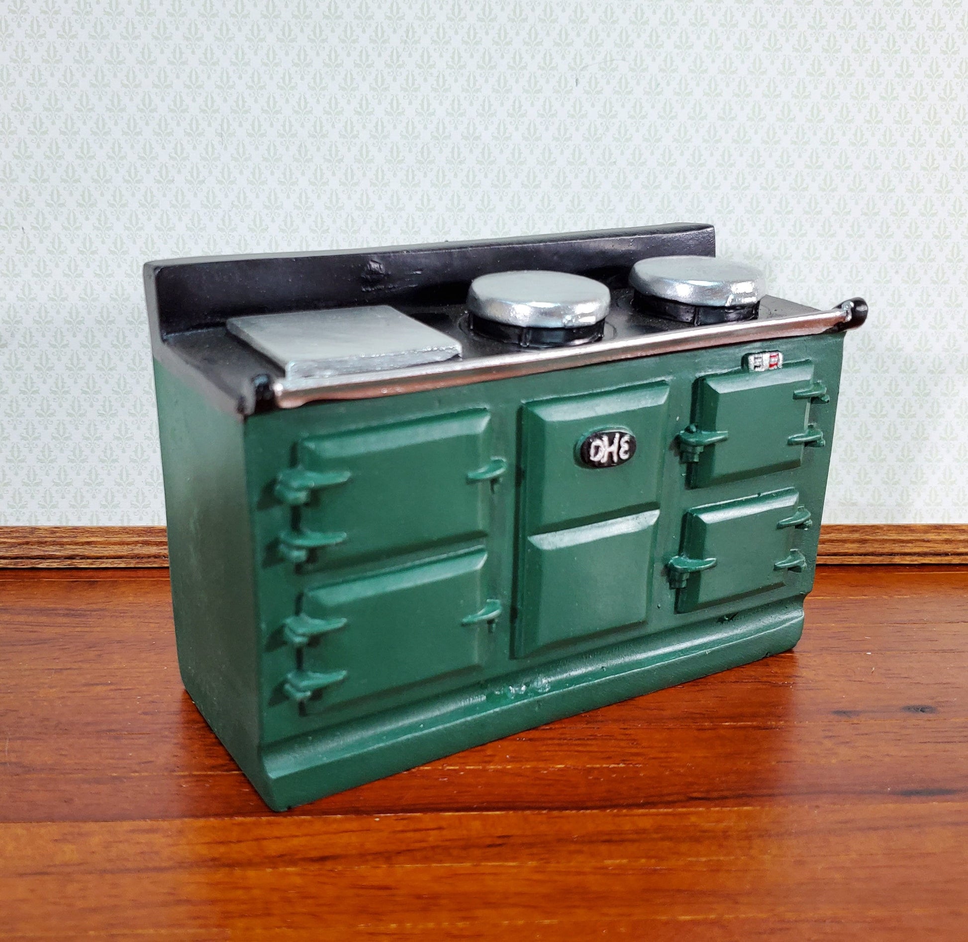 Dollhouse AGA Style Cooker Stove Oven Green Large 1:12 Scale Miniature Kitchen