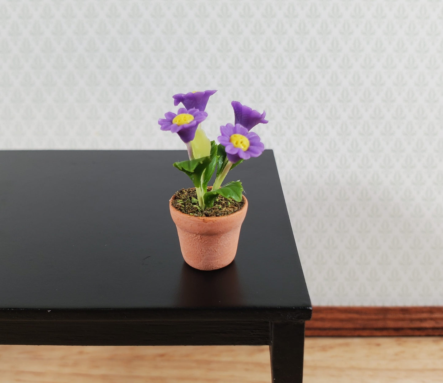 Dollhouse Potted Flowers Purple Daisies Plant 1:12 Scale Miniature Houseplant