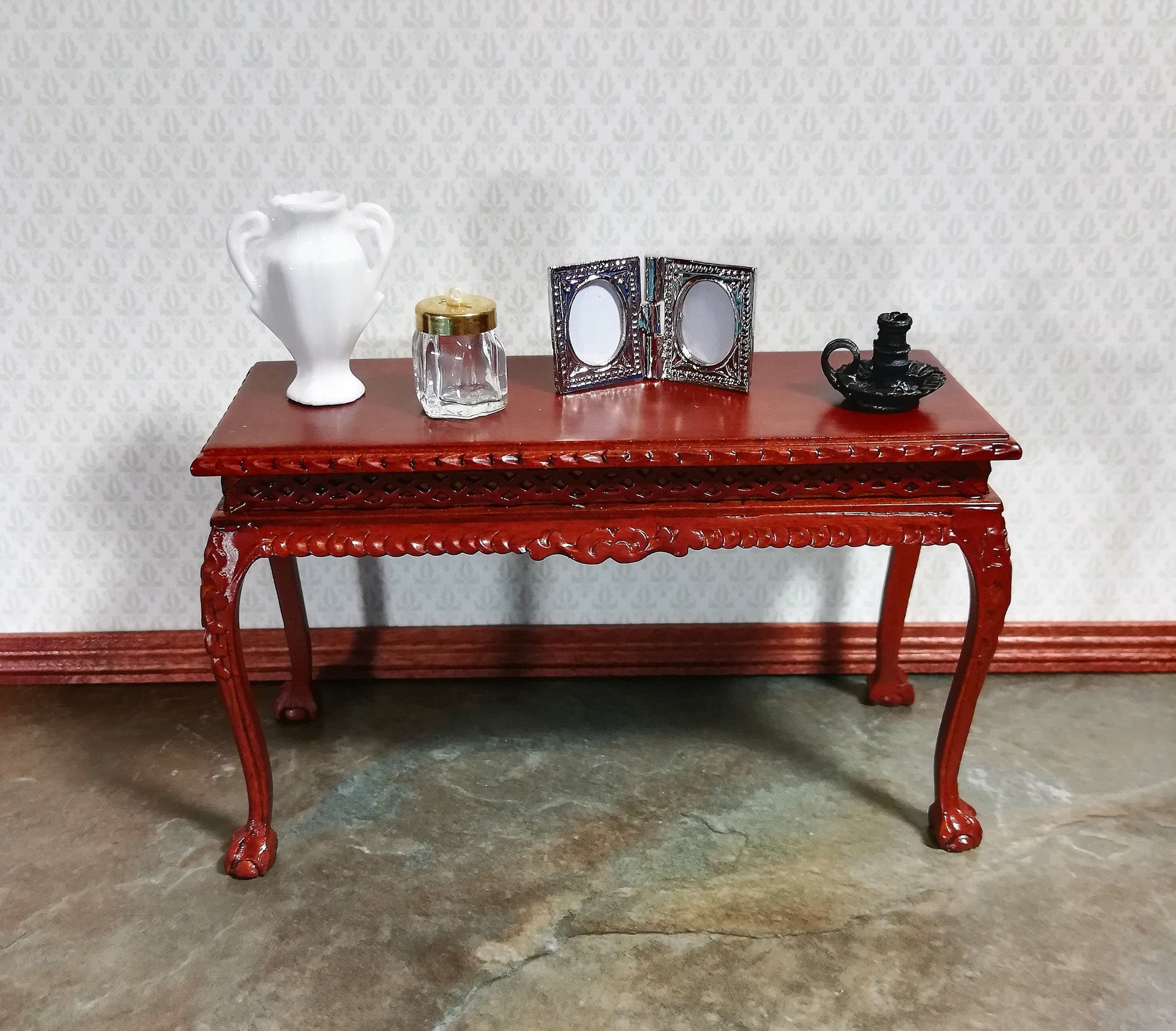 Dollhouse Miniature Chamber Candle Holder 1:12 Scale Black Metal