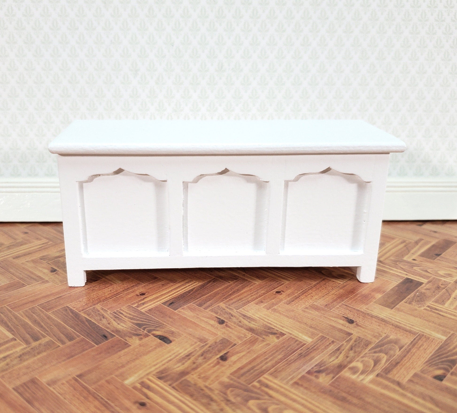 Dollhouse Chest Blanket Trunk 1:12 Scale Miniature Furniture White Wood