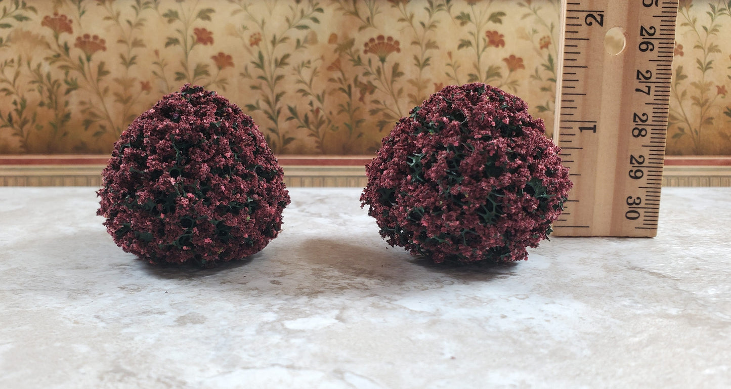 2 Model Scenery Round Flowering Shrubs Mauve Dollhouses Scale Model RR 1.5"