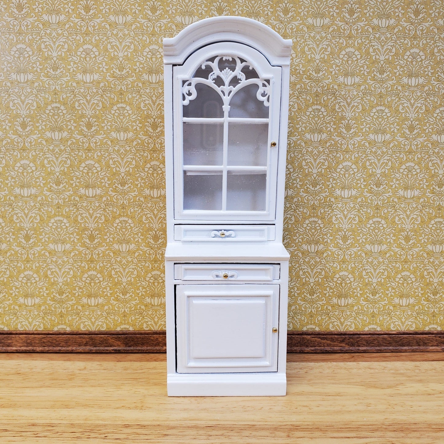 Dollhouse Cabinet Hutch Kitchen or Living Room White Finish 1:12 Scale Miniature Furniture
