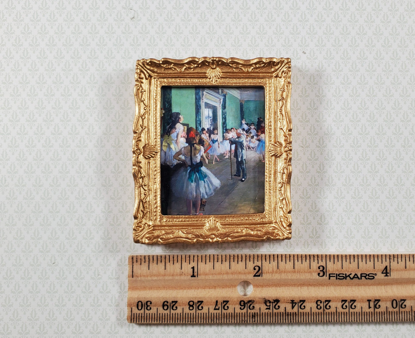 Dollhouse Miniature Degas The Dance Class Framed Print 1:12 Scale Large Gold Frame Handmade