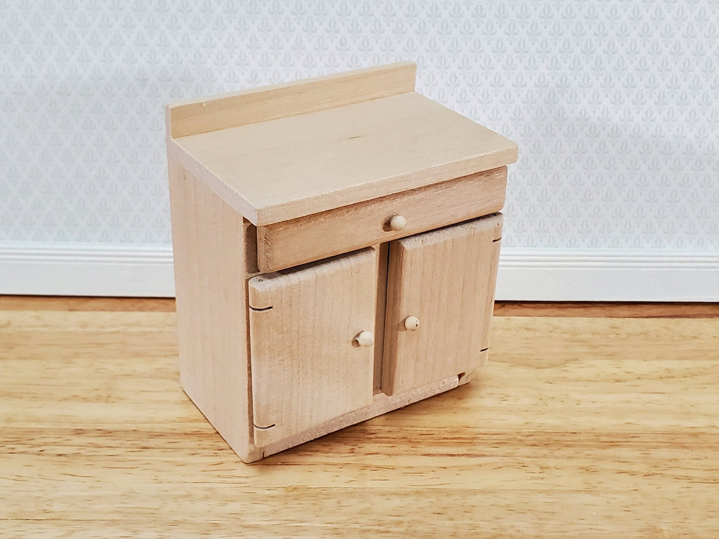 Dollhouse Lower Kitchen Cabinet with Drawer 1:12 Scale Miniature Furniture Unpainted