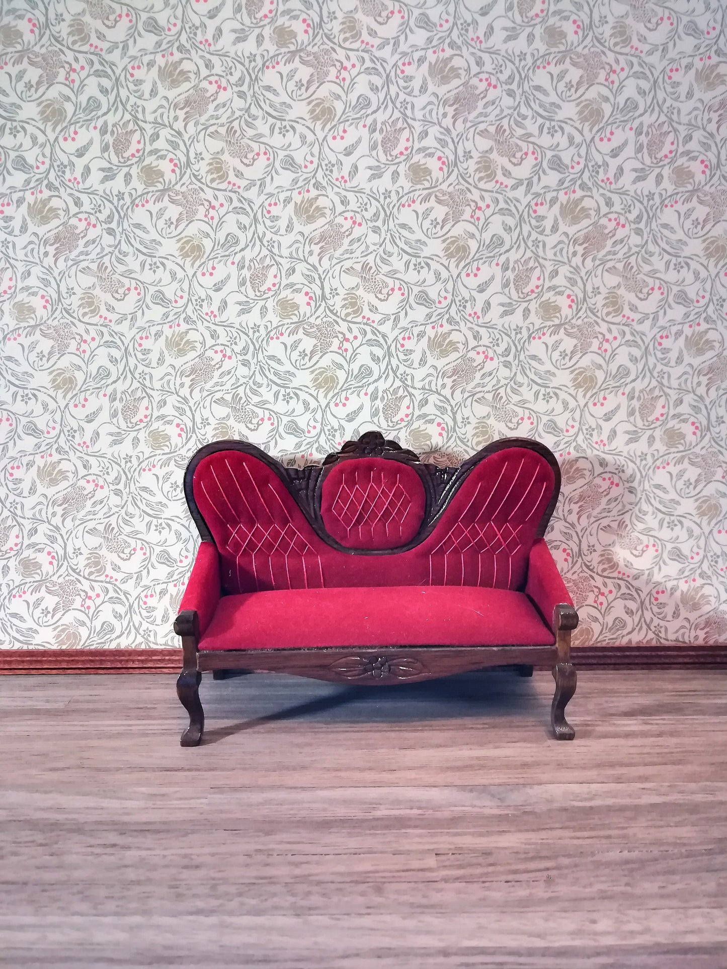 Dollhouse Wallpaper 3 Sheets Birds & Berries 1:12 Scale Victorian Art Nouveau