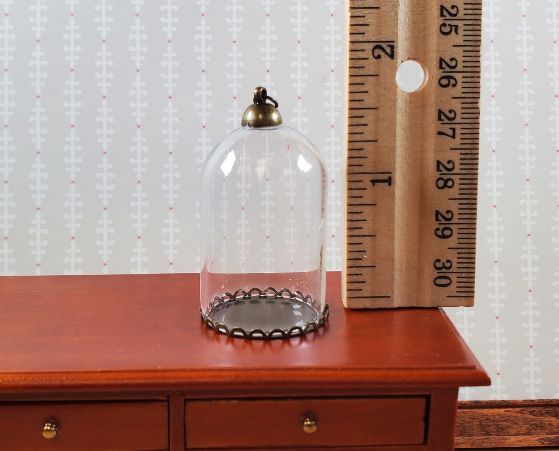 Tiny Bell Jar Dome Glass Cover on Base Display Miniature Curiosities 1 1/2" tall