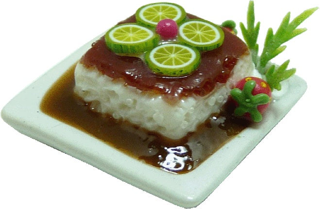 Dollhouse Dessert on a White Square Plate1:12 Scale Miniature Dessert Food