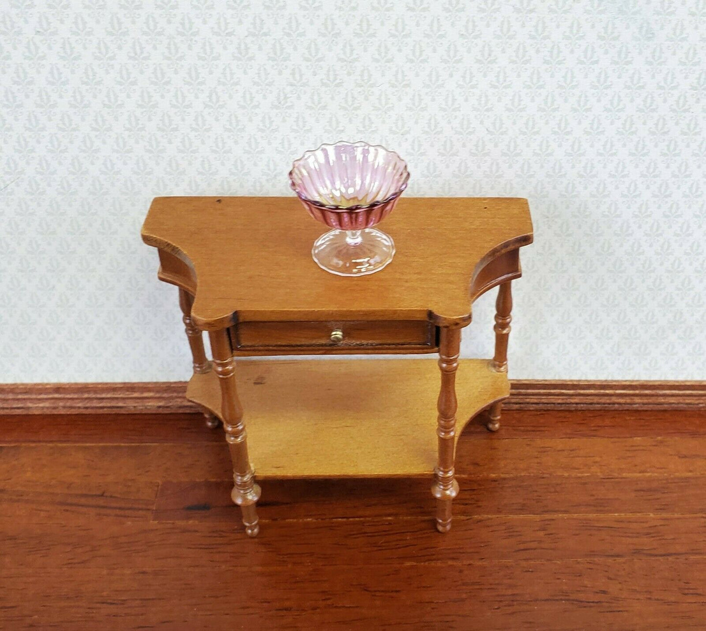 Dollhouse Miniature Fruit Bowl Cranberry Ribbed Fluted Glass 1:12 Scale Grenyer