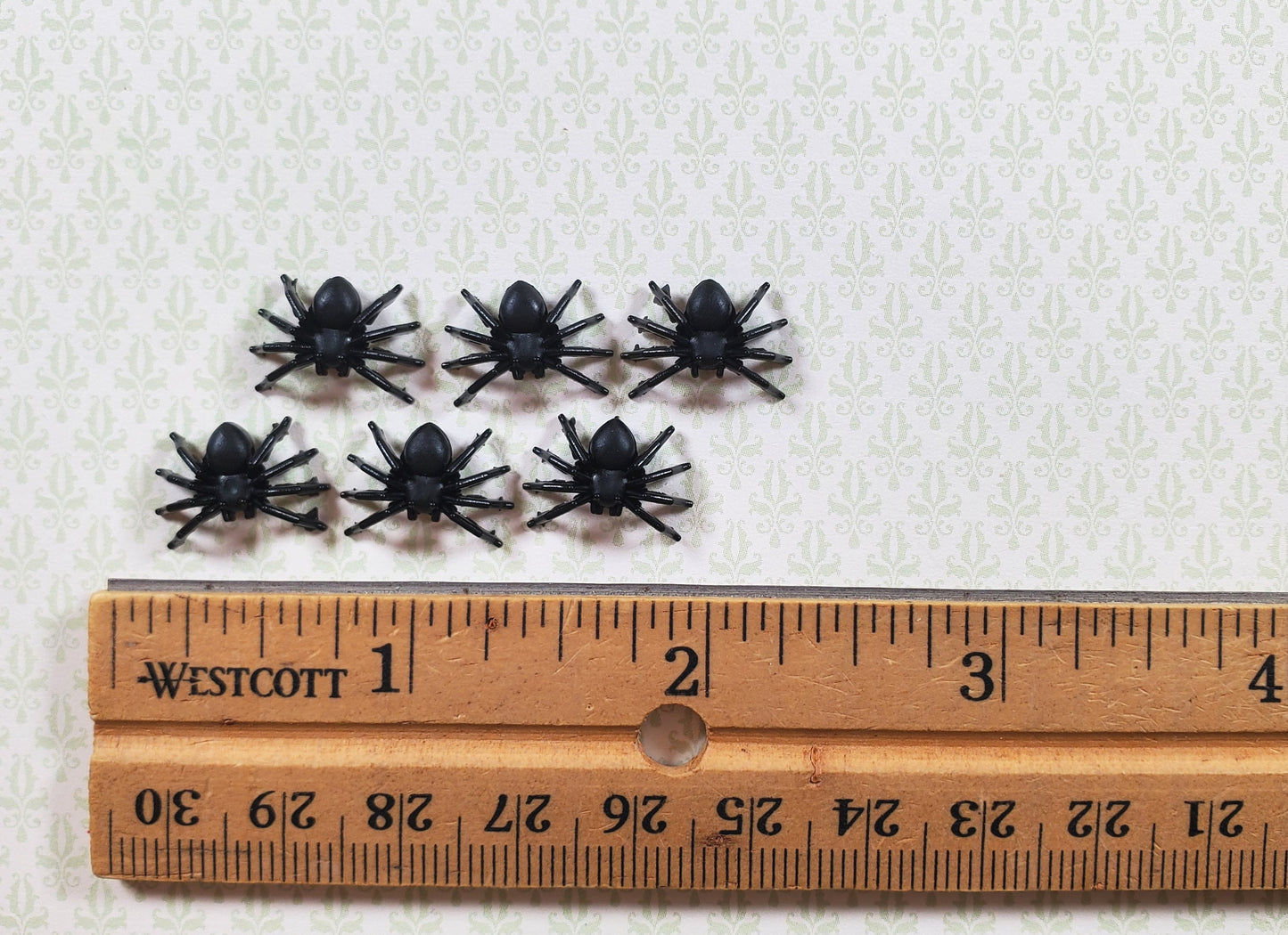 Dollhouse 1:6 Scale Black Spiders Halloween Set of 6 Miniatures