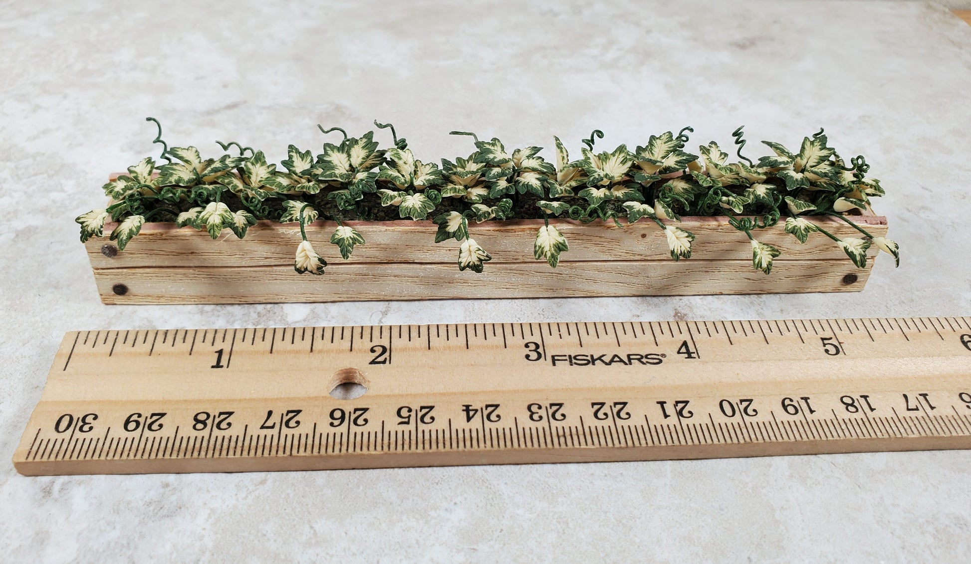 Dollhouse Inner Variegated Ivy in 5.25" Window Box Planter 1:12 Scale Miniature