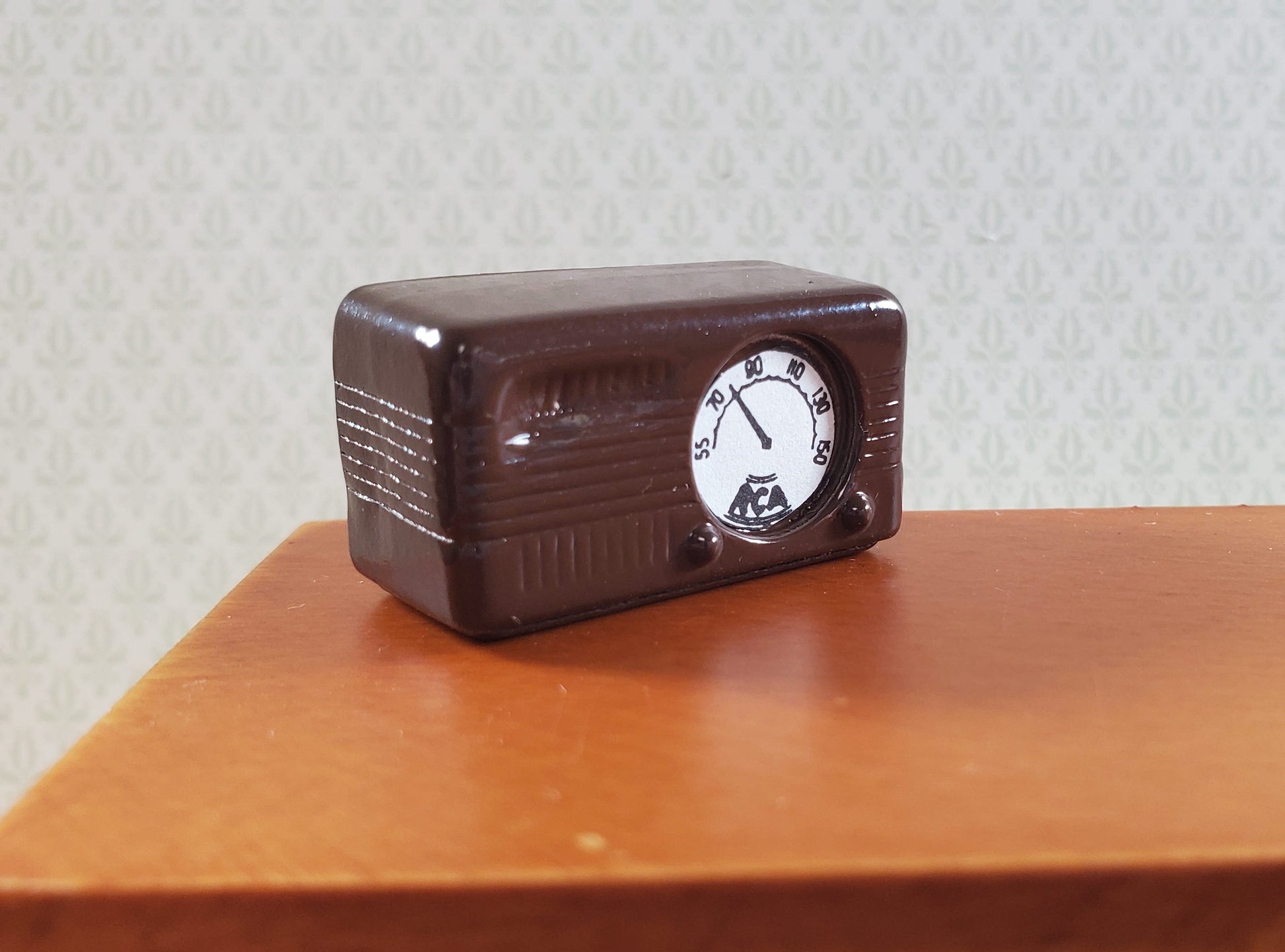 Dollhouse Box Radio Retro Style Brown Painted Metal 1:12 Scale
