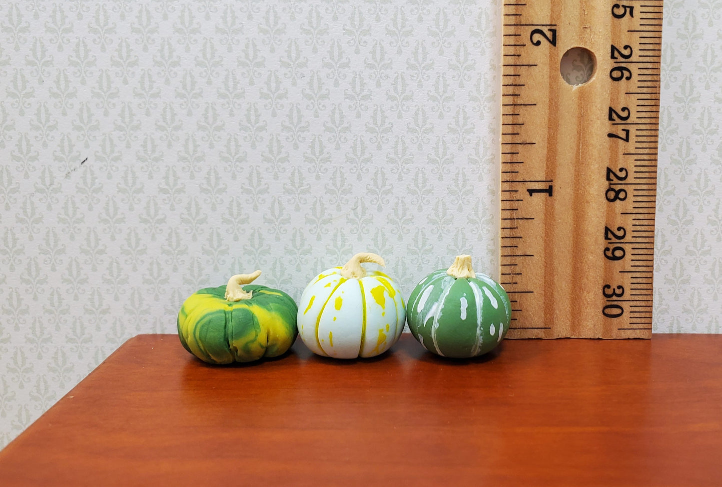 Dollhouse Green Gourds Set of 3 1:12 Scale Miniature Food Kitchen Fall Grocery