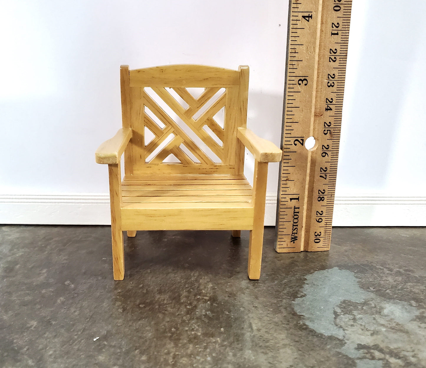 Dollhouse Chair Outdoor Garden Porch Patio Light Oak 1:12 Scale Miniature Furniture