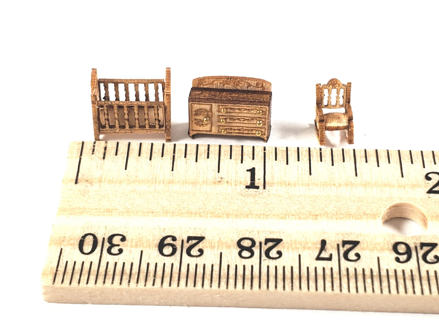 Dollhouse 1:144 Scale Furniture KIT DIY Victorian Nursery Crib Changing Table ++
