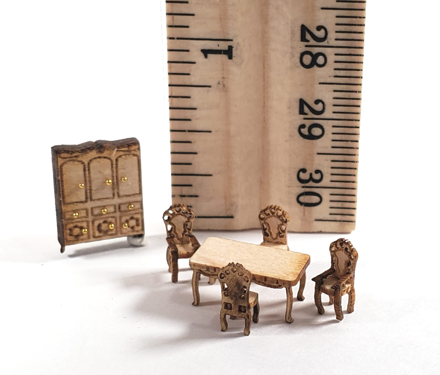 Dollhouse 1:144 Scale Furniture KIT DIY Victorian Dining Room Set Table Chairs +