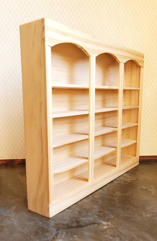 Dollhouse Library Bookcase or Shop Shelves 3 Bay 5 Shelves 1:12 Scale Unpainted