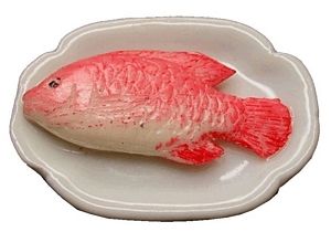 Dollhouse Tilapia Fish on Plate 1:12 Scale Miniature Food Kitchen