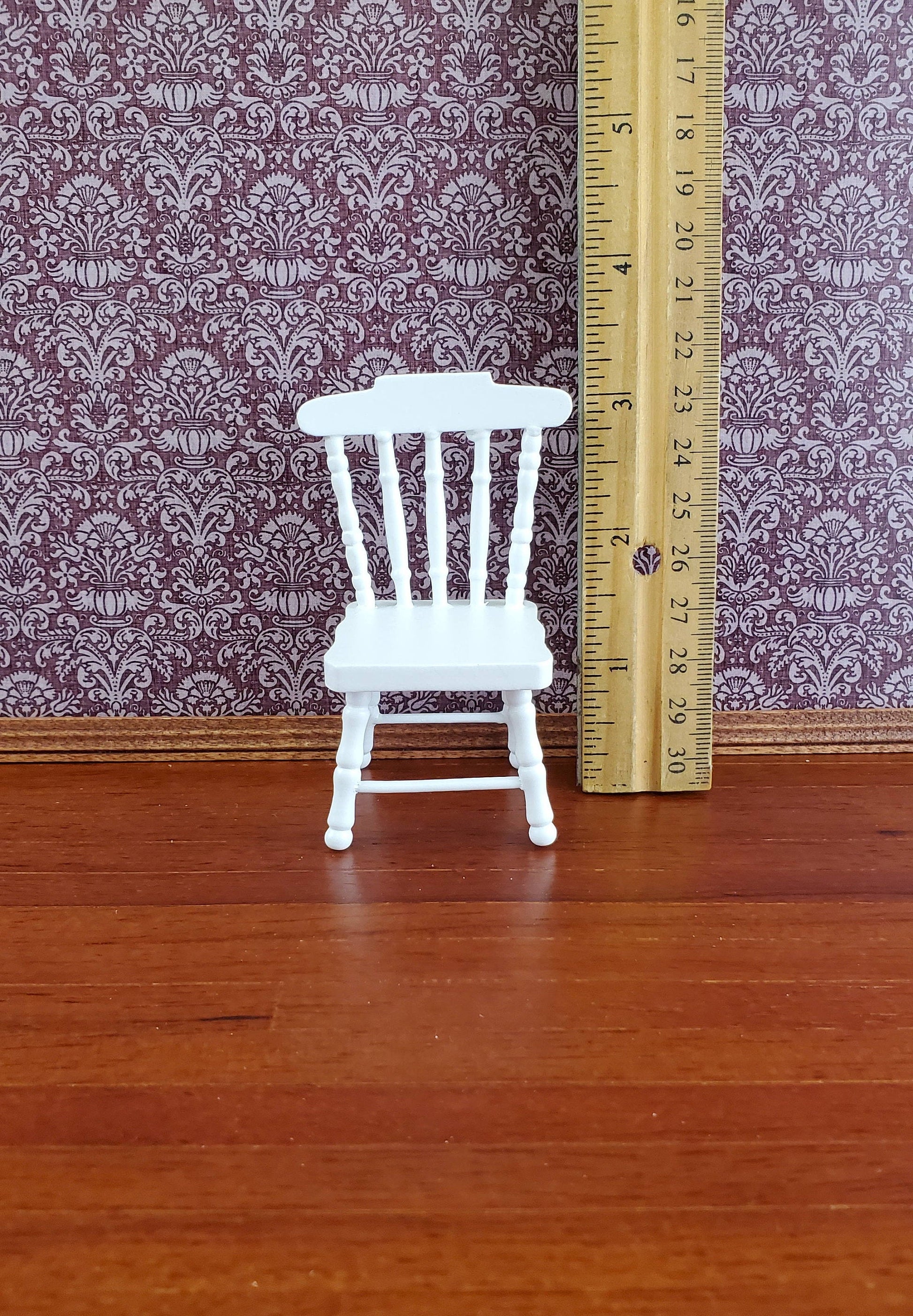 Dollhouse Miniature Kitchen Chair Spindle Back White Finish Wood 1:12 Scale Furniture