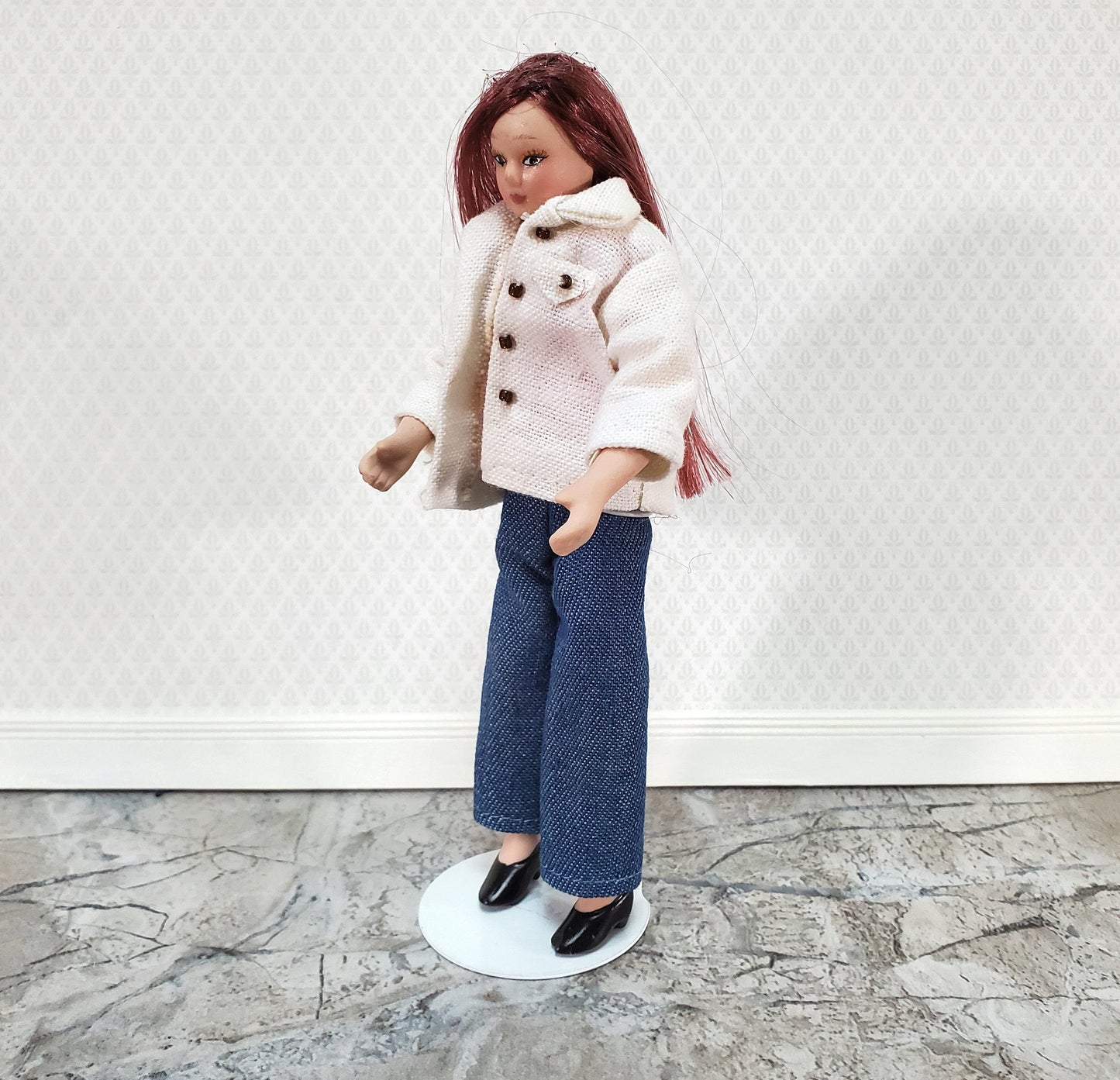 Doll Stand Metal for 4" - 6" Slim Waist Dolls 1:12 Scale Dollhouse Dolls Kaiser #1101