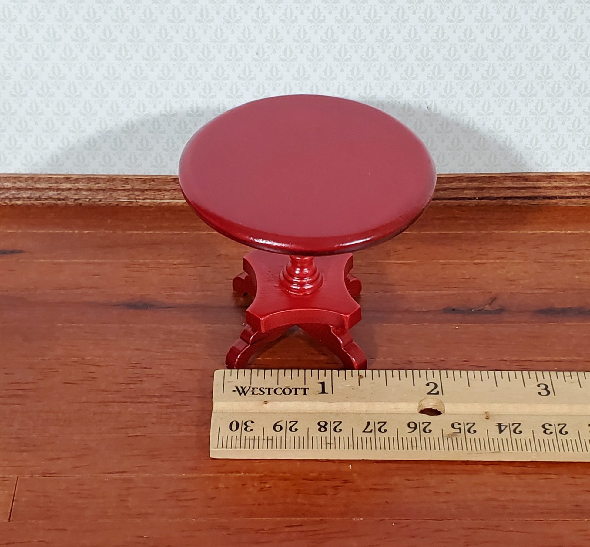 Dollhouse Side Table Small Round End Table Mahogany 1:12 Scale Miniature Furniture