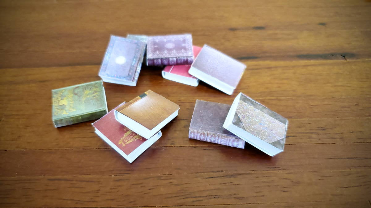 Dollhouse Miniature Book Set x10 Antique Style Set #1 1:12 Scale (blank inside)
