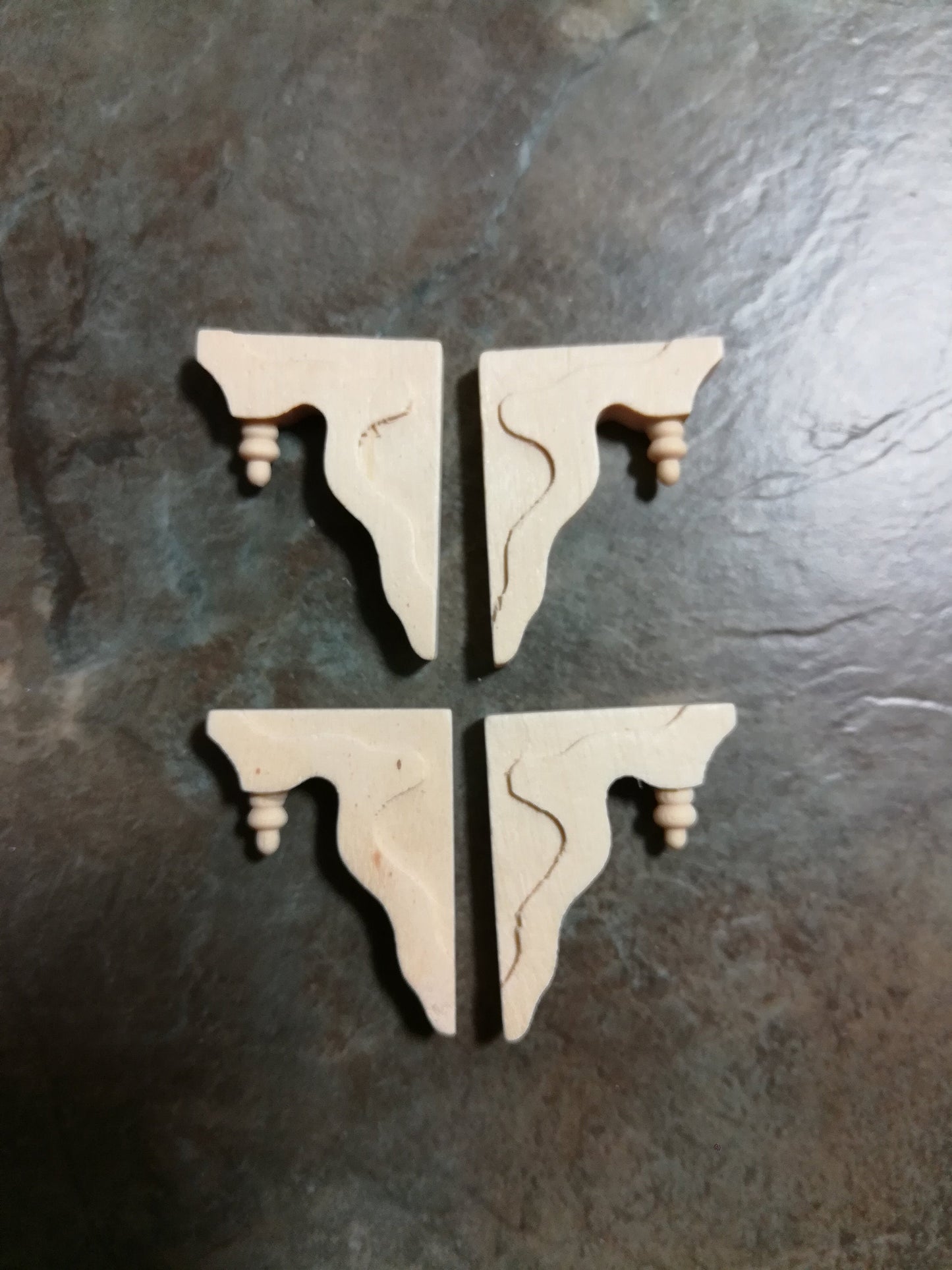 Dollhouse Miniature Wood Corbels or Brackets 1:12 Scale Set of 4