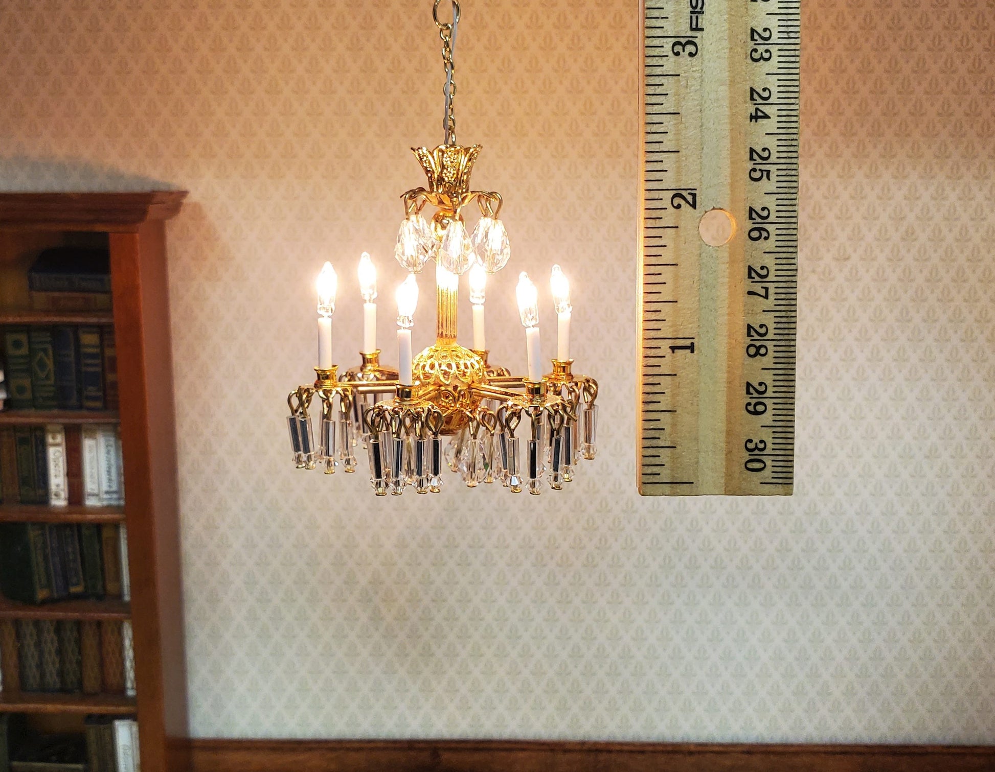 Dollhouse 6 Arm Crystal Chandelier "Sophia" Handmade 12 Volt 1:12 Scale