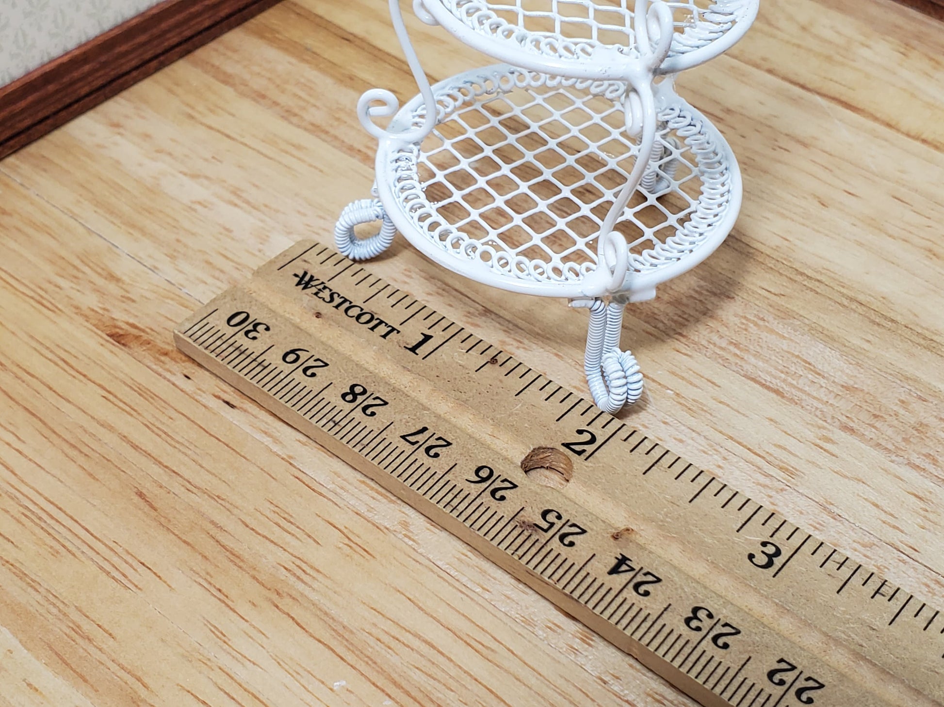 Dollhouse Shelf Plant Stand White Metal 3 Tier Round 1:12 Scale Miniature or Fairy Garden