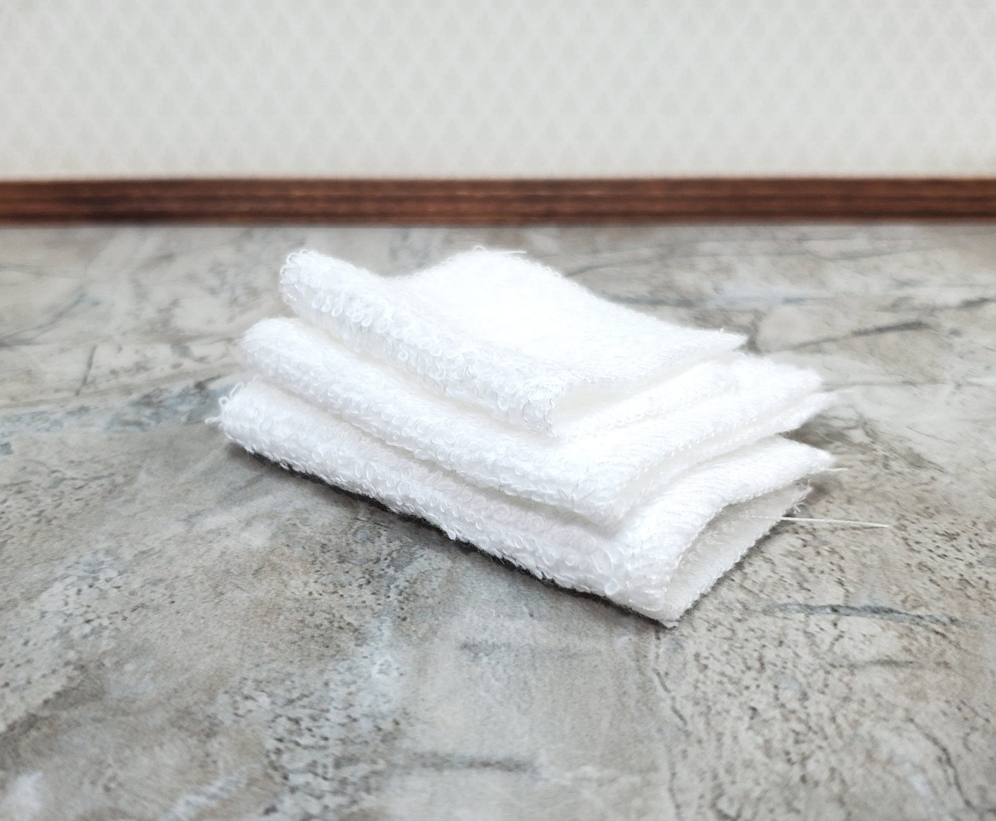Dollhouse White Towels Set of 3 Bath or Beach 1:12 Scale Miniature Bathroom