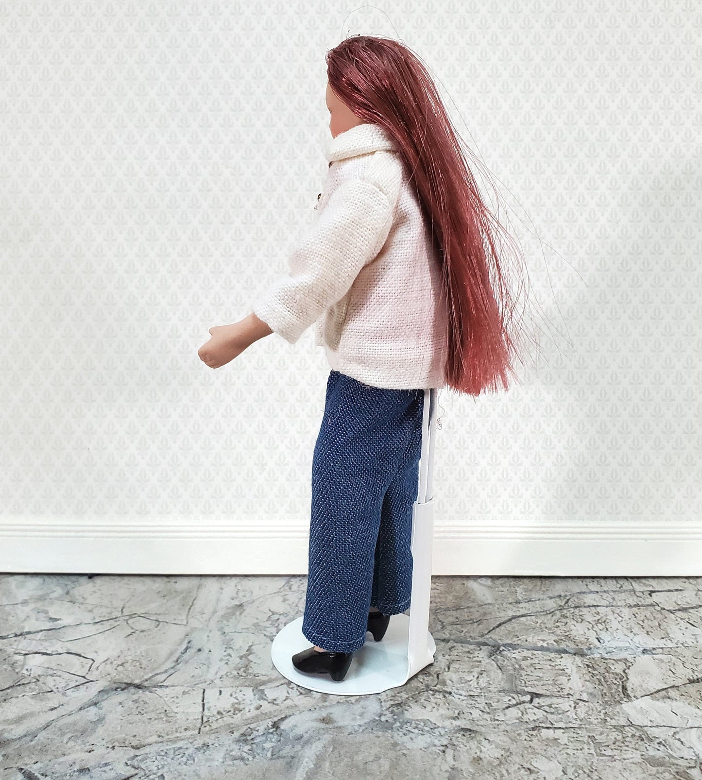 Doll Stand Metal for 4" - 6" Slim Waist Dolls 1:12 Scale Dollhouse Dolls Kaiser #1101