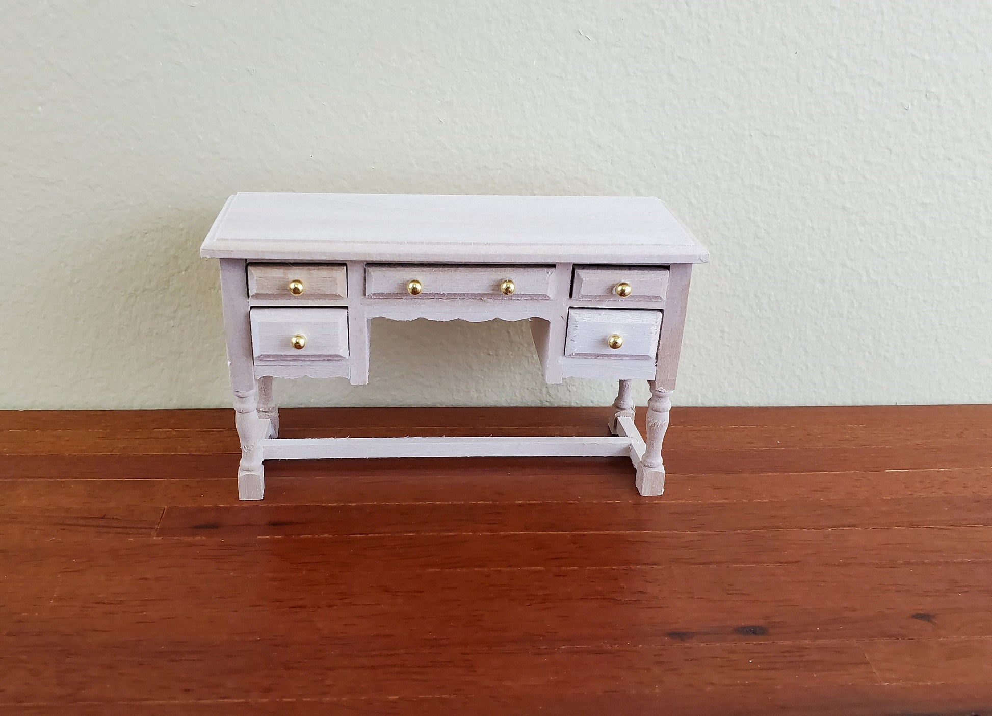 Dollhouse Miniature Vanity or Dressing Table with Drawers 1:12 Scale Furniture Barewood