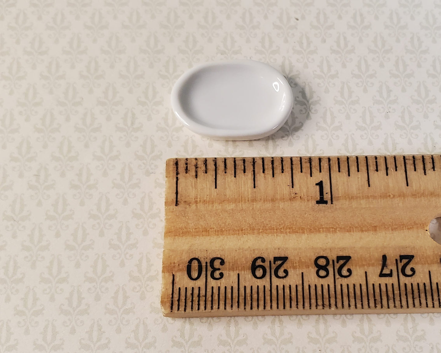 Dollhouse Small Oval White Ceramic Platter 1:24 Scale Miniature