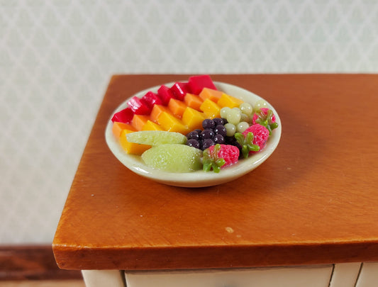 Dollhouse Cut Fruit Tray Melons Grapes Strawberries 1:12 Scale Miniature