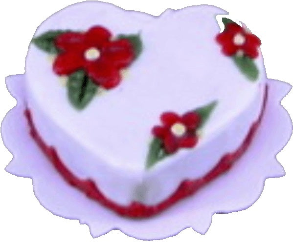 Dollhouse Flowered Heart Cake 1:12 Scale Miniature Dessert Food Kitchen