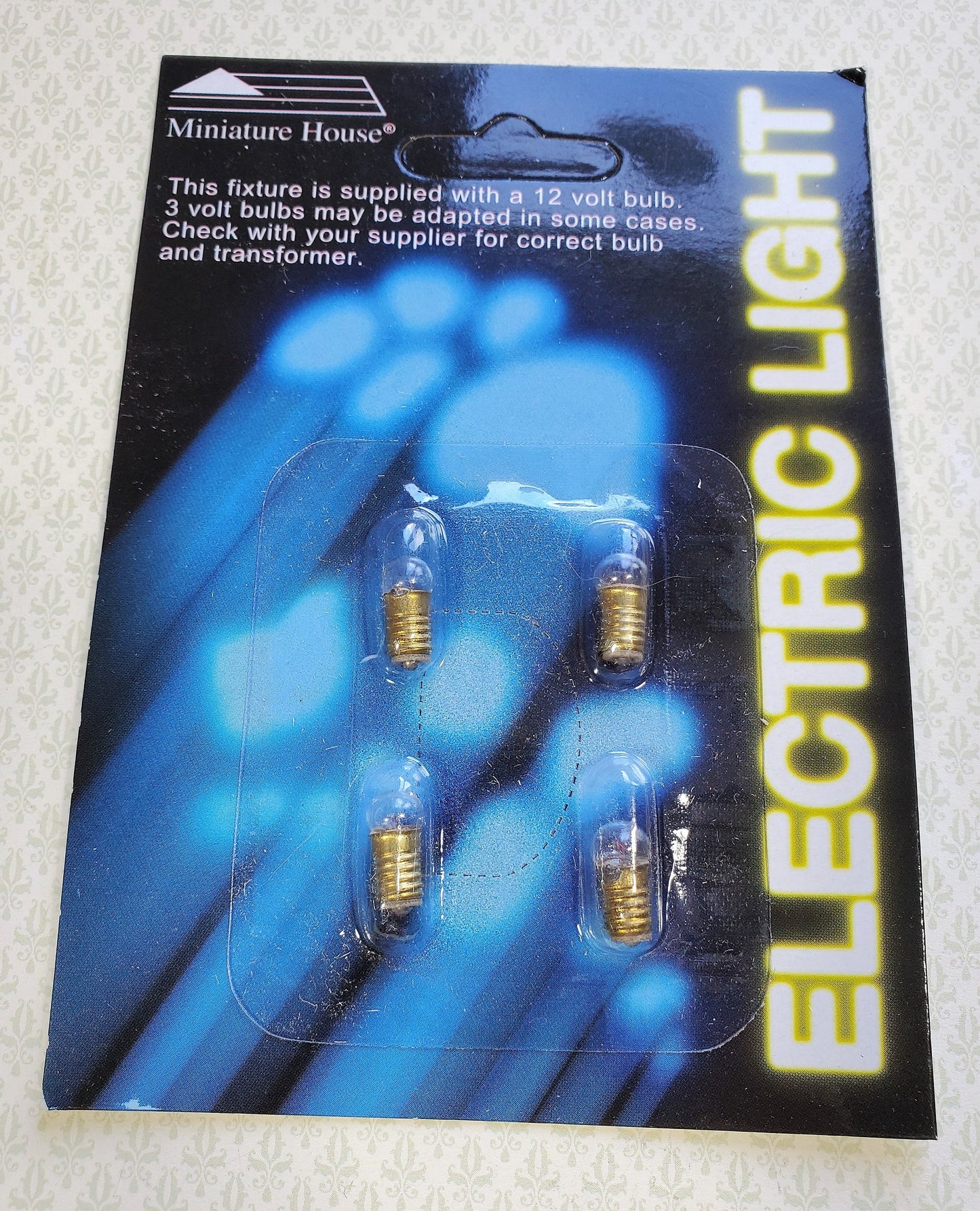Dollhouse Replacement Bulbs Pea Style 4 piece 1:12 Scale for 12 Volt Lights