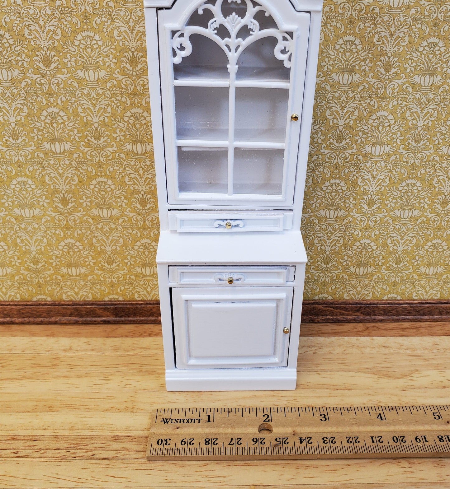 Dollhouse Cabinet Hutch Kitchen or Living Room White Finish 1:12 Scale Miniature Furniture