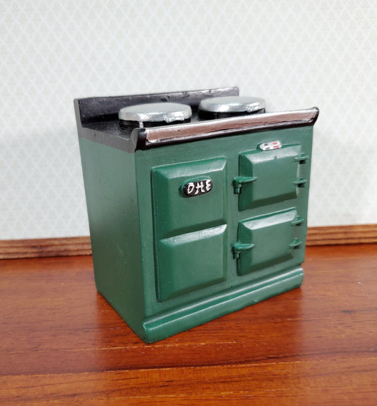 Dollhouse AGA Style Cooker Stove Oven Green 1:12 Scale Miniature Kitchen