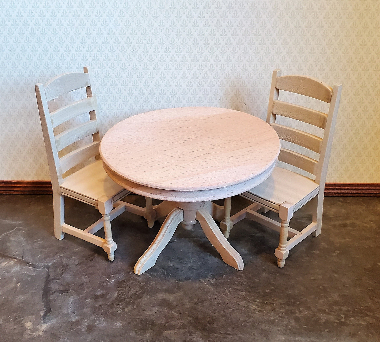 Dollhouse Miniature Table Round Pedestal Unfinished 1:12 Scale Kitchen Dining Room