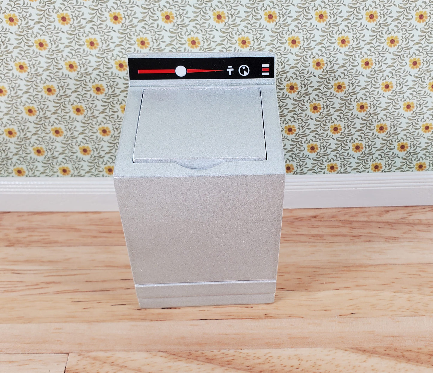 Dollhouse Washing Machine Silver Top Load Wash 1:12 Scale Modern Miniature