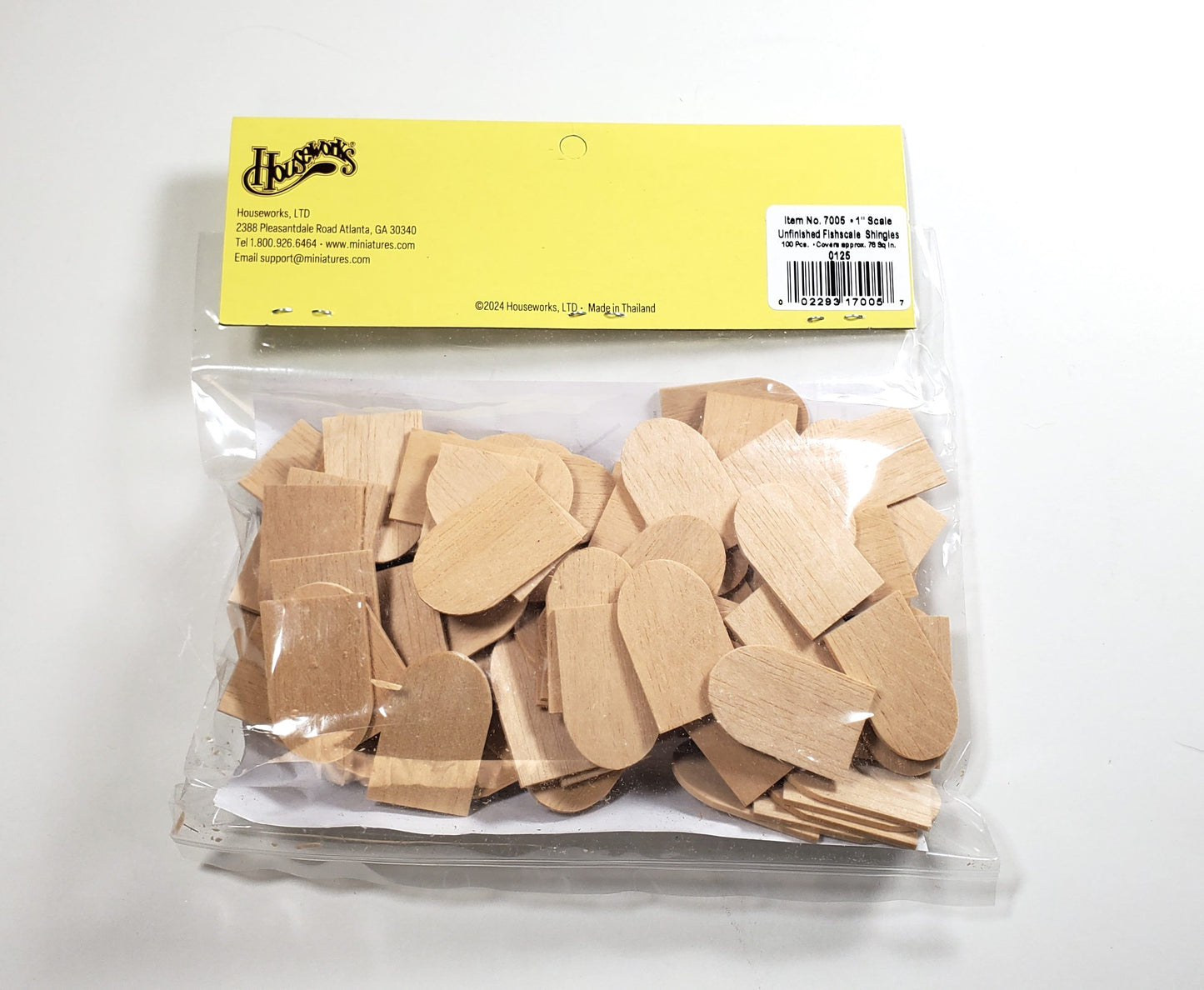 Dollhouse Shingles Fishscale 100 Pieces Light Wood 1:12 Scale Houseworks #7005