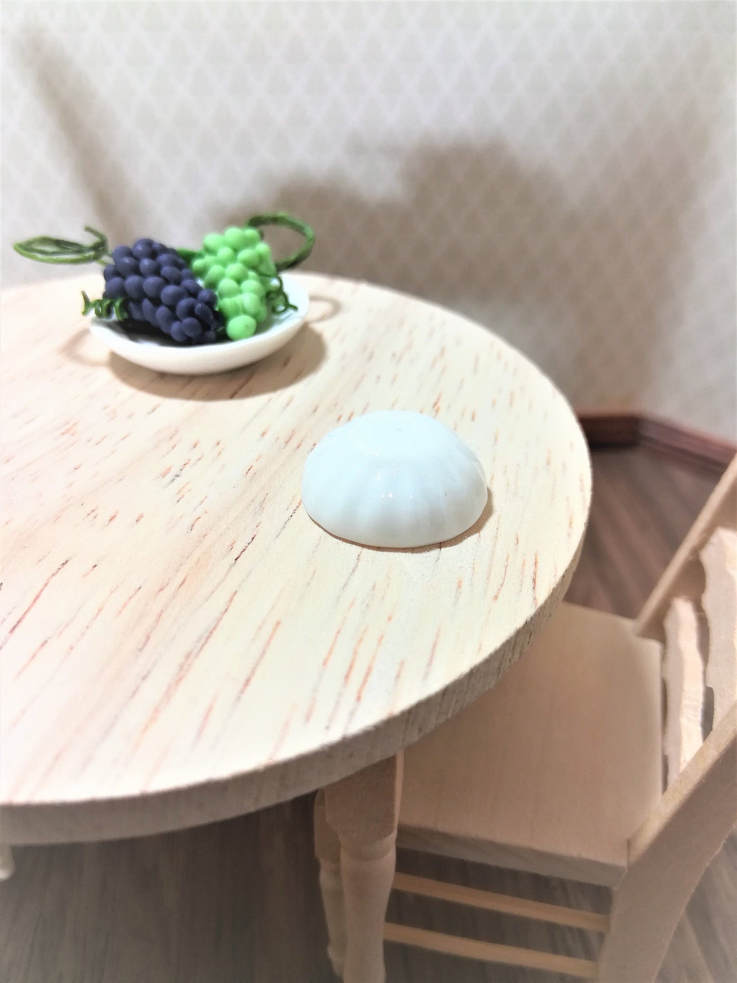 Dollhouse Ceramic Bowls Set of 2 White Fluted Edges 1:12 Scale Miniature Kitchen
