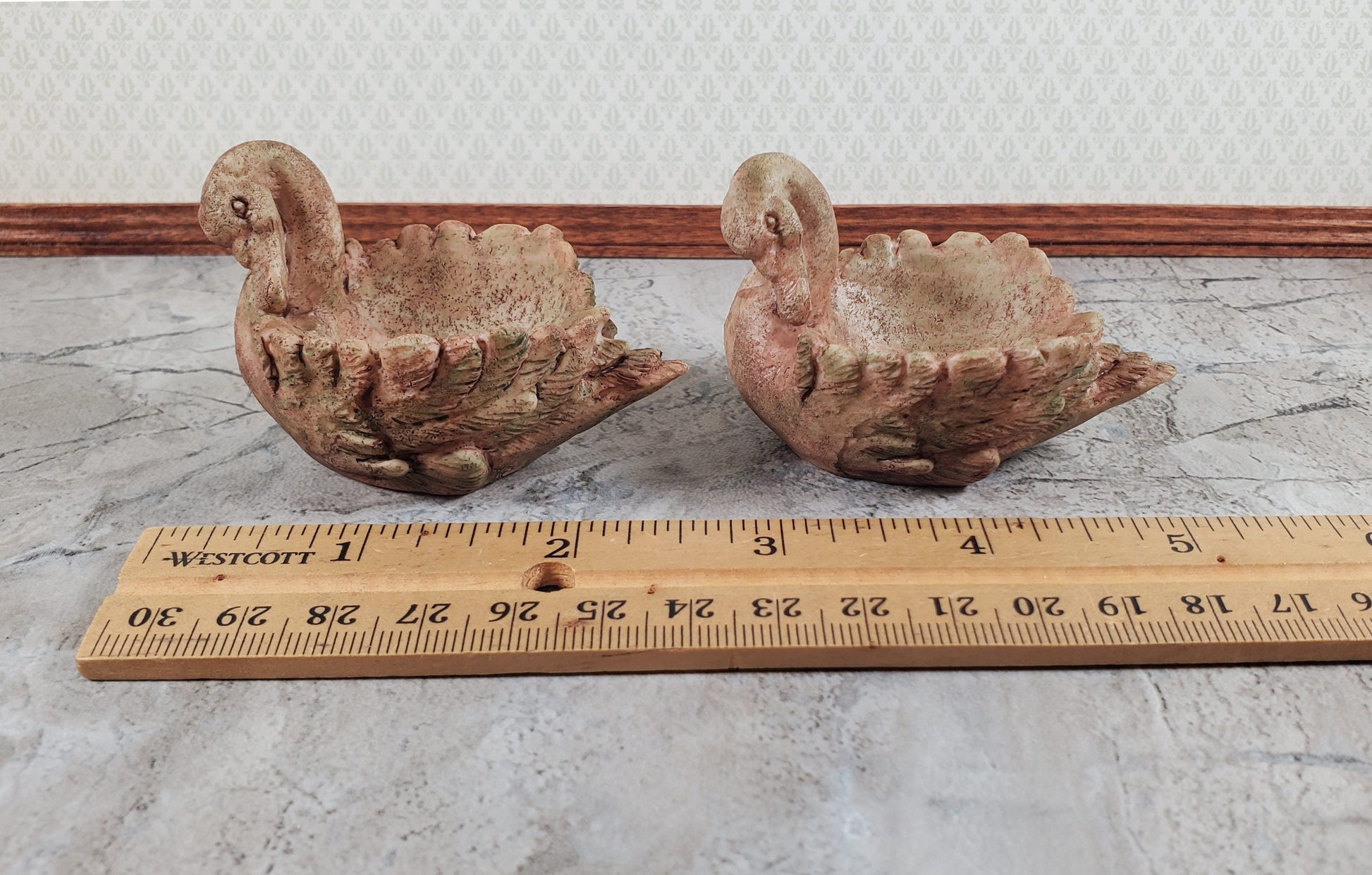 Dollhouse Swan Flower Planters x2 Large by Falcon Miniatures 1:12 Sale A4010GA