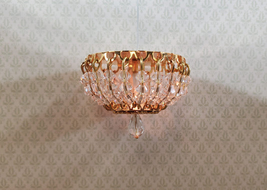 Dollhouse Crystal Ceiling Light Flush Mount Low Profile 12 Volt 1:12 Scale
