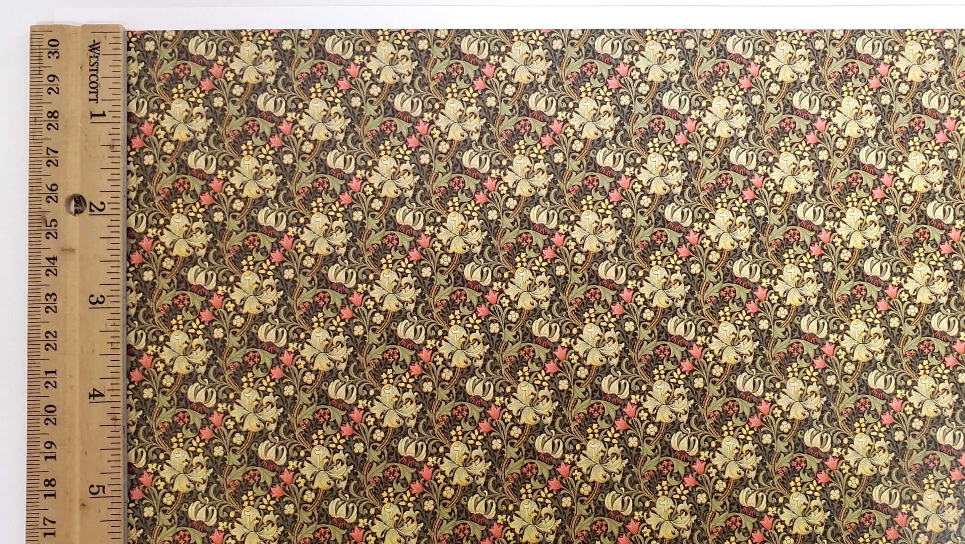 Dollhouse Wallpaper William Morris Lilies Flowers Green 1:12 Scale Itsy Bitsy