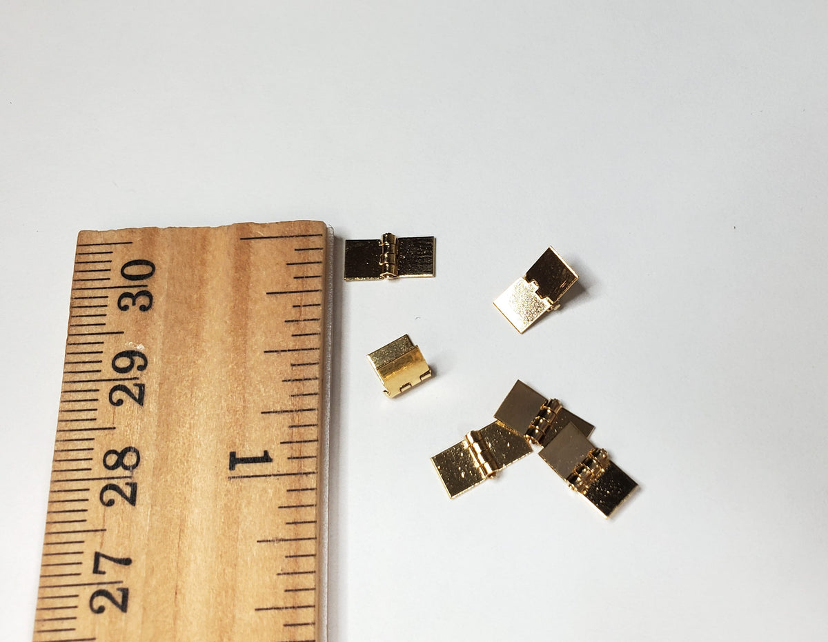 Tiny Dollhouse Miniature Working Hinges Set of 6 1:12 Scale Gold Painted Brass